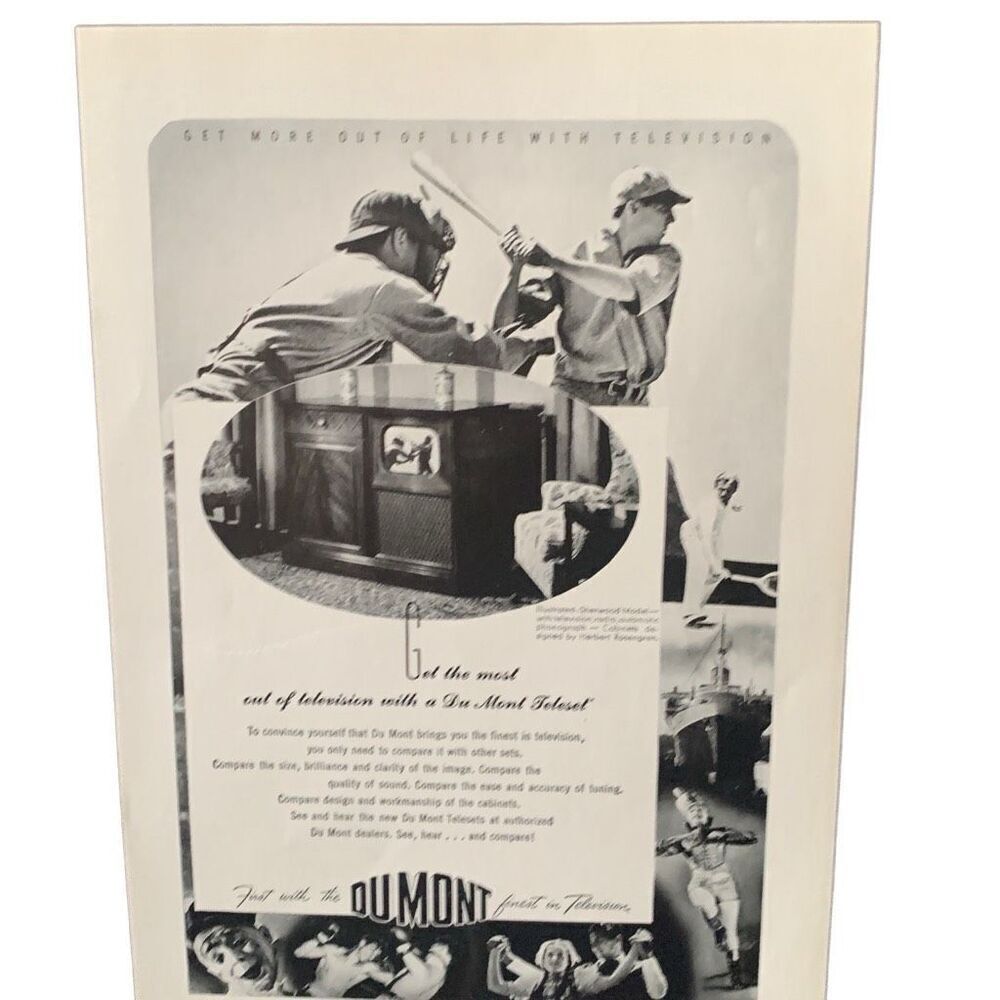 Vintage 1947 Dumont Television Get More Out of Life Ad Advertisement